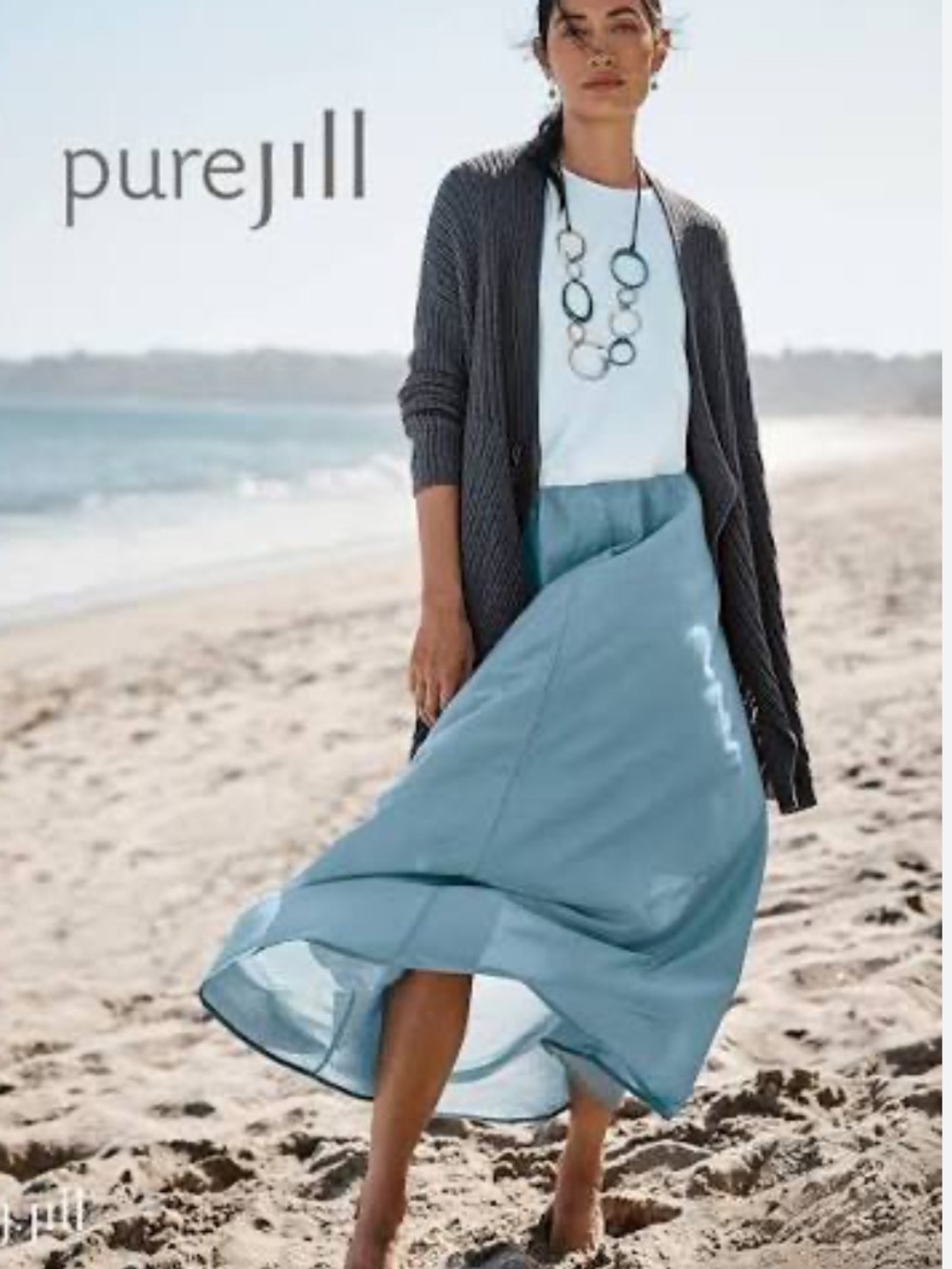 J. Jill Silk Blend Teal Lightweight Maxi Skirt, Size M, New without Tag - Picture 11 of 11